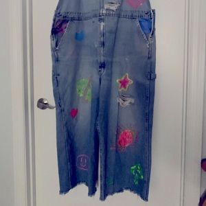 Dickies glow in the dark distressed overalls